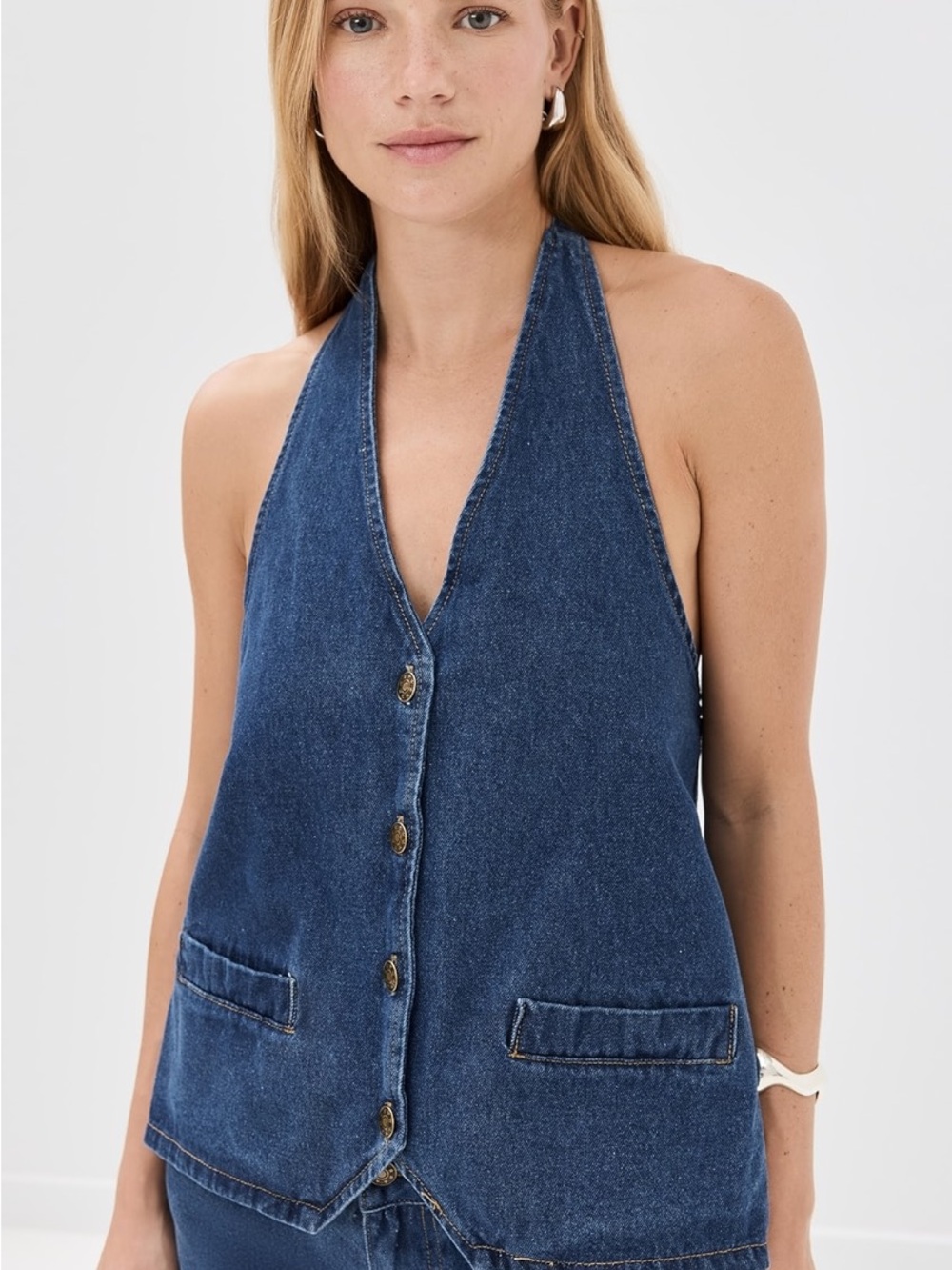 Lioness Blue Denim Halter Vest